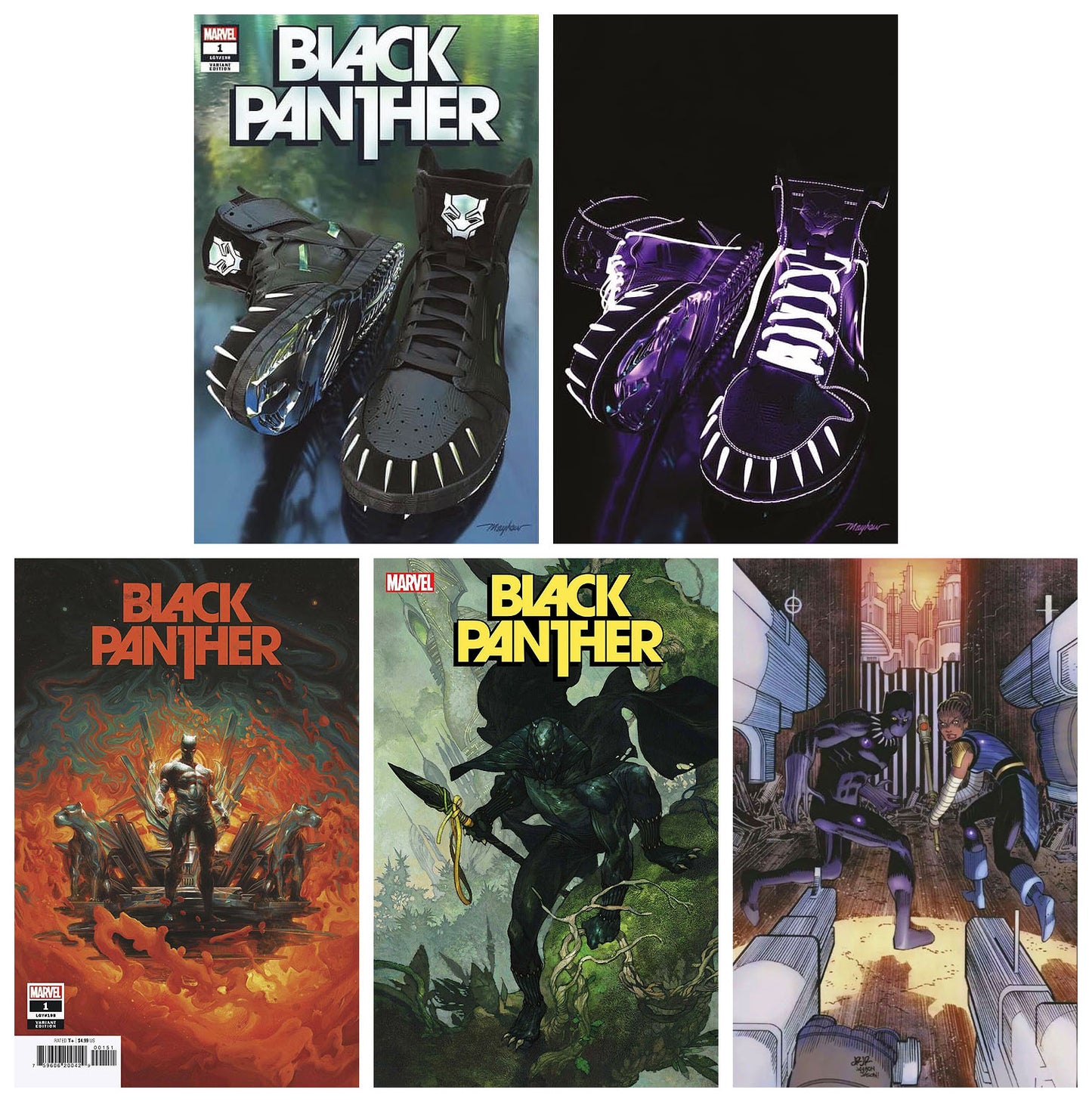 BLACK PANTHER #1 MIKE MAYHEW TRADE/VIRGIN VARIANT SET, 1:25, 1:50 & 1:100 VARIANTS