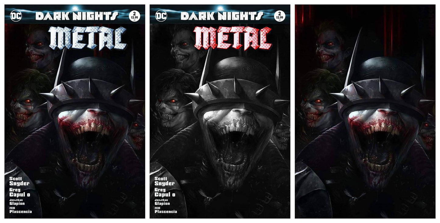 DARK NIGHTS METAL #2 FRANCESCO MATTINA TRADE/BW/VIRGIN SET LIMITED TO 700 SETS WORLDWIDE