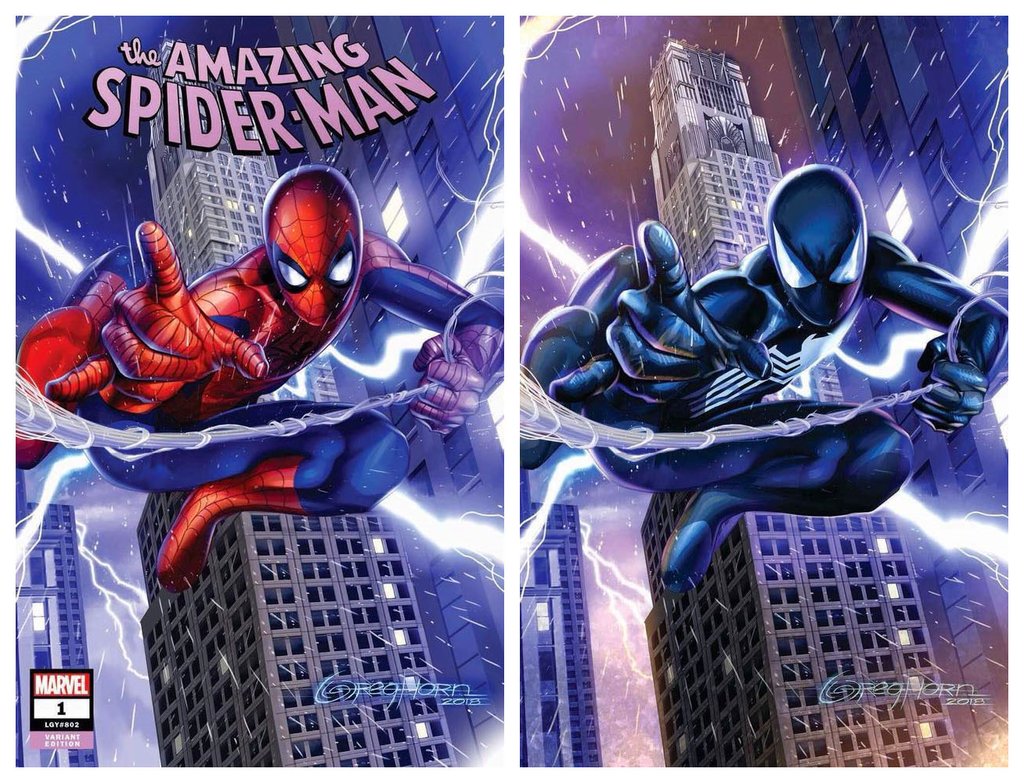 AMAZING SPIDER-MAN #1 GREG HORN TRADE DRESS/BLACK SUIT VIRGIN VARIANT SET LIMITED TO 1000 SETS