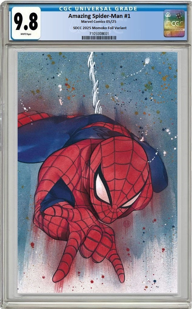AMAZING SPIDER-MAN #1 PEACH MOMOKO SDCC 2025 FOIL VARIANT LIMITED TO 1000 COPIES CGC 9.8 PREORDER