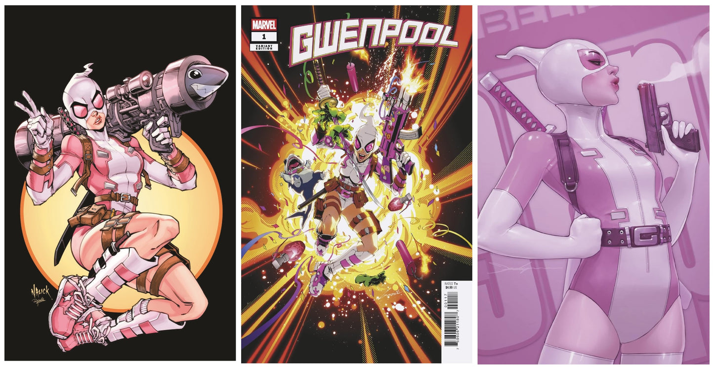 GWENPOOL #1 TODD NAUCK ICONIC BLACK VIRGIN VARIANT LIMITED TO 500 COPIES WITH NUMBERED COA + 1:25 & 1:100 VARIANTS