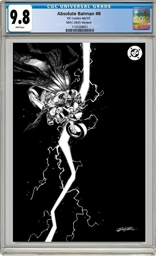 ABSOLUTE BATMAN #8 REDCODE SDCC 2025 B&W VIRGIN VARIANT LIMITED TO 600 COPIES CGC 9.8 PREORDER