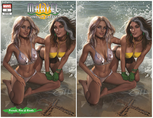 MARVEL SWIMSUIT SPECIAL FRIENDS FOES & RIVALS #1 GREG HORN WOMEN OF X TRADE/VIRGIN VARIANT SET LIMITED TO 1000 SETS