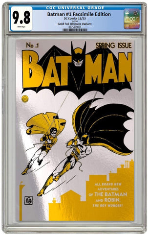 BATMAN #1 FACSIMILE GOLD FOIL ULTIMATE VARIANT LIMITED TO 150 INDIVIDUALLY NUMBERED CGC 9.8