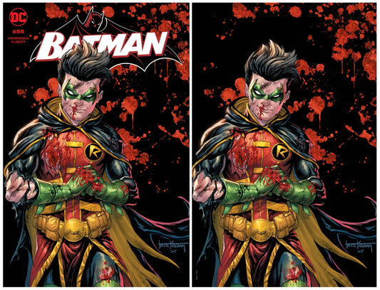 BATMAN #655 TYLER KIRKHAM DAMIEN WAYNE BATTLE DAMAGE SDCC TRADE/VIRGIN FOIL VARIANT SET LIMITED TO 1000 SETS