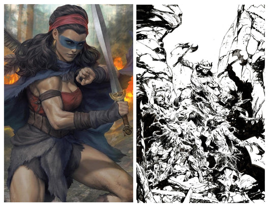 CONAN BARBARIAN #1 ARTGERM VIRGIN VARIANT LIMITED TO 800 COPIES 1:10 ROBERTO DE LA TORRE VIRGIN B&W VARIANT