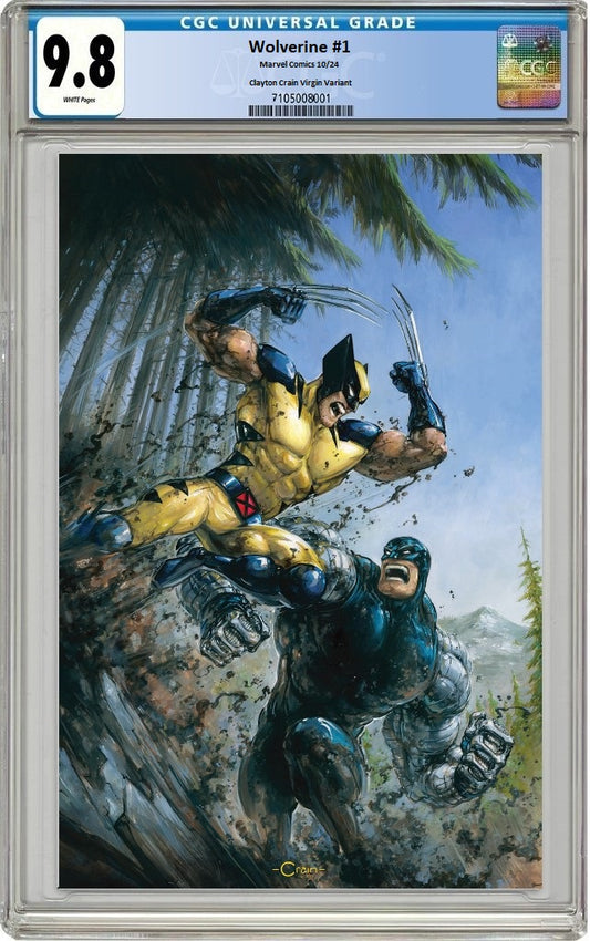 WOLVERINE #1 CLAYTON CRAIN VIRGIN VARIANT LIMITED TO 999 COPIES WITH NUMBERED COA CGC 9.8 PREORDER