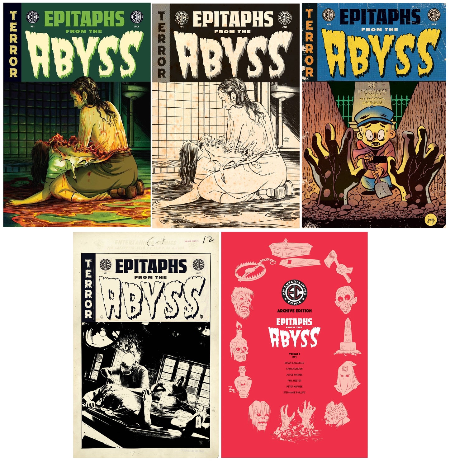 EC EPITAPHS FROM THE ABYSS #1 NAOMI FRANQUIZ COLOUR/BW VARIANT SET LIMITED TO 300 SETS WITH NUMBERED COA + 1:10, 1:20 & 1:50 VARIANT