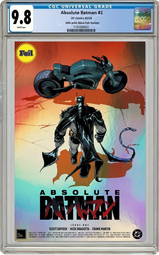ABSOLUTE BATMAN #1 10TH PTG JAVI FERNANDEZ AKIRA HOMAGE FOIL VARIANT LIMITED TO 2500 COPIES CGC 9.8 PREORDER