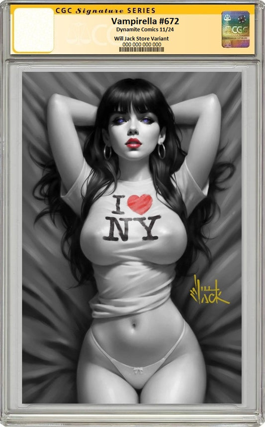 VAMPIRELLA #672 WILL JACK 'I LOVE NY' COLOUR SPLASH VARIANT LIMITED TO 1500 COPIES CGC SS PREORDER