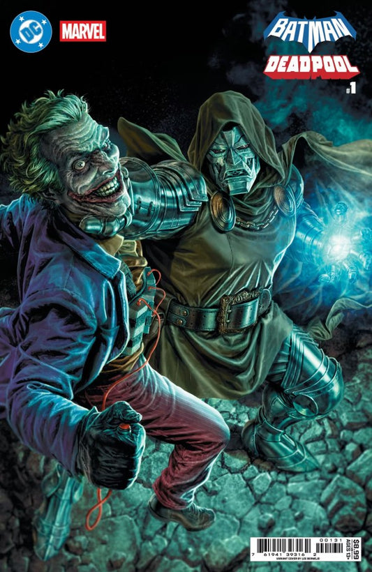 19/11/2025 DC MARVEL BATMAN DEADPOOL #1 CVR C LEE  BERMEJO JOKER DR DOOM CARD STOCK VARIANT