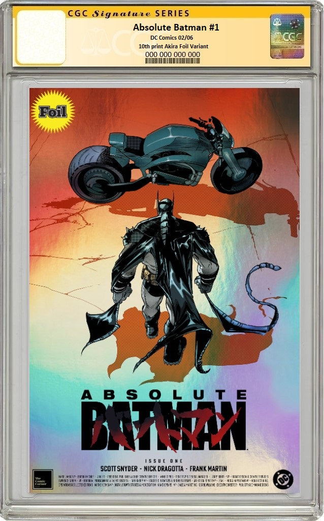 ABSOLUTE BATMAN #1 10TH PTG JAVI FERNANDEZ AKIRA HOMAGE FOIL VARIANT LIMITED TO 2500 COPIES CGC SS PREORDER - SIGNED BY SCOTT SNYDER