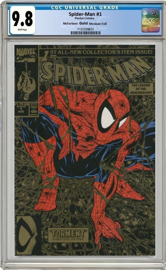 SPIDER-MAN #1 TODD MCFARLANE SPOT FOIL WEBBING GOLD VARIANT LIMITED TO 1000 COPIES CGC 9.8 PREORDER