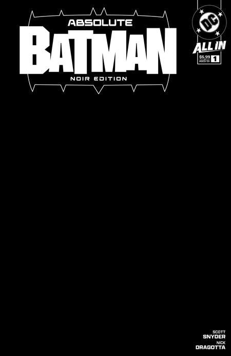 ABSOLUTE BATMAN #1 NOIR EDITION BLACK BLANK VARIANT
