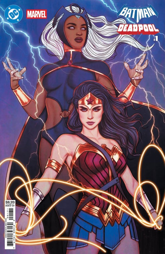 19/11/2025 DC MARVEL BATMAN DEADPOOL #1 CVR H JENNY FRISON WONDER WOMAN STORM CARD STOCK VARIANT