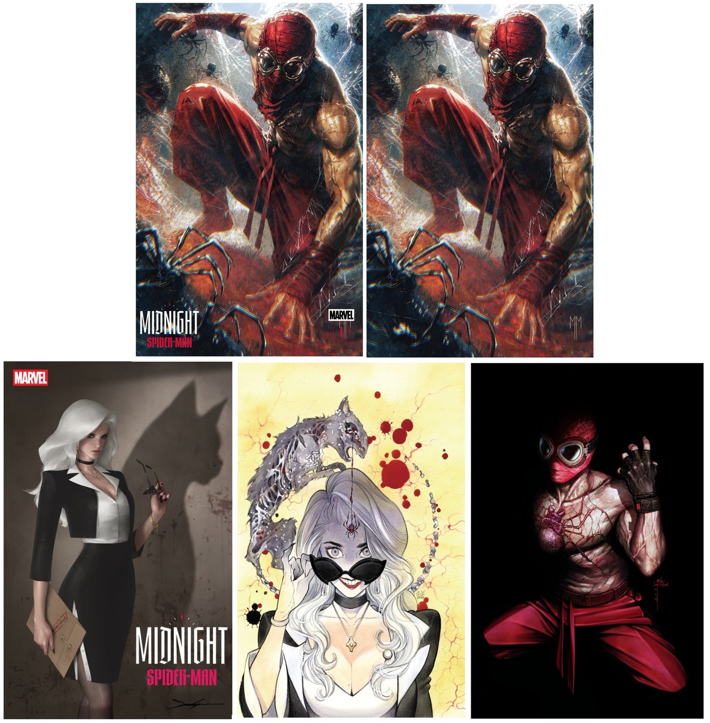 MIDNIGHT SPIDER-MAN #1 MARCO MASTRAZZO TRADE/VIRGIN VARIANT SET LIMITED TO 800 SETS + 1:25, 1:50 & 1:100 VARIANTS