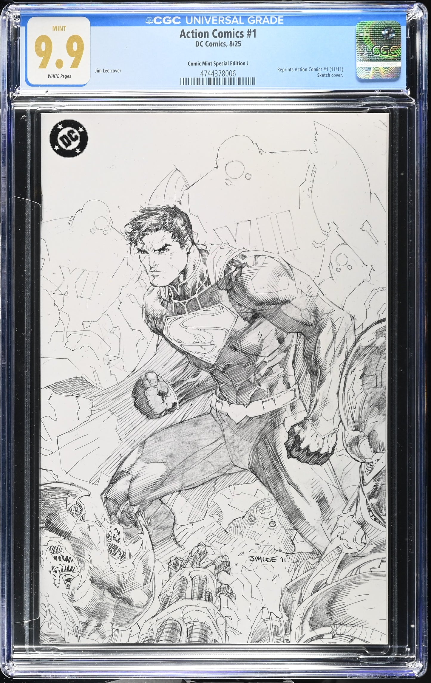 ACTION COMICS (NEW 52) #1 JIM LEE NYCC 2025 SKETCH VIRGIN VARIANT LIMITED TO 500 COPIES CGC 9.9