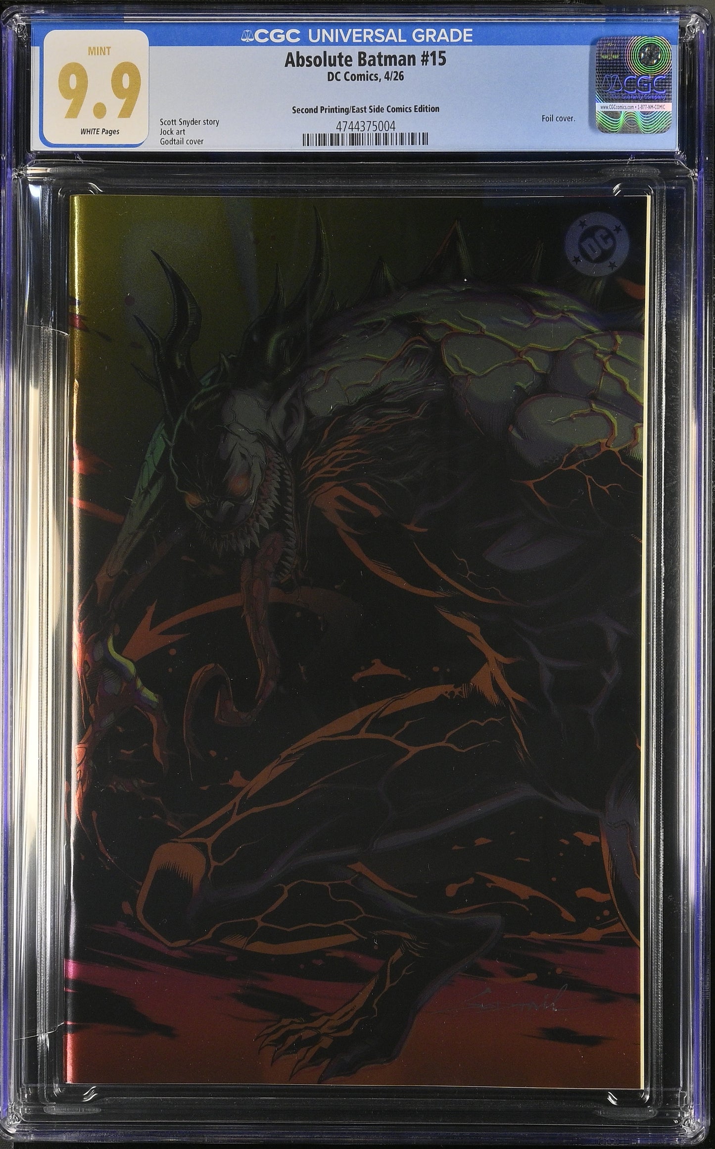 ABSOLUTE BATMAN #15 GODTAIL VIRGIN GOLD FOIL VARIANT LIMITED TO 2000 COPIES CGC 9.9