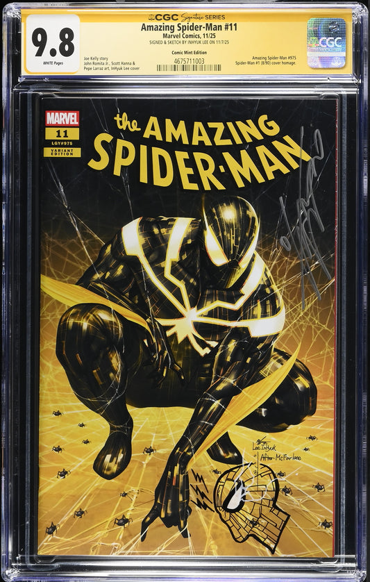 AMAZING SPIDER-MAN #11 INHYUK LEE NYCC 2025 TECHNARCHNID SUIT VARIANT LIMITED TO 800 COPIES CGC 9.8 REMARK