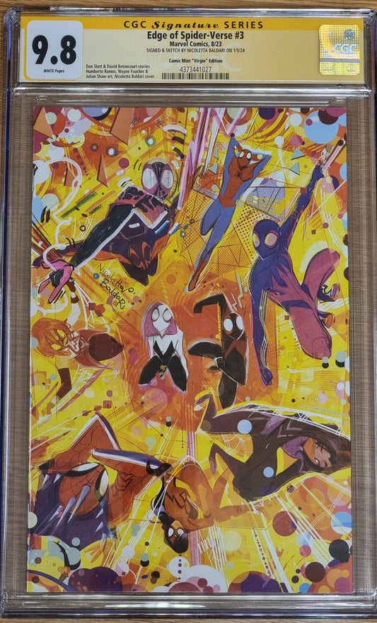 EDGE OF SPIDER-VERSE #3 NICOLETTA BALDARI VIRGIN VARIANT LIMITED TO 1500 COPIES MILES MORALES REMARK CGC 9.8