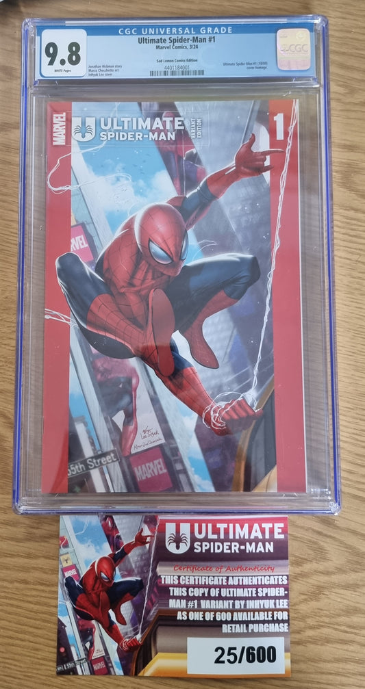 ULTIMATE SPIDER-MAN #1 INHYUK LEE HOMAGE VARIANT LIMITED TO 600 COPIES WITH NUMBERED COA CGC 9.8
