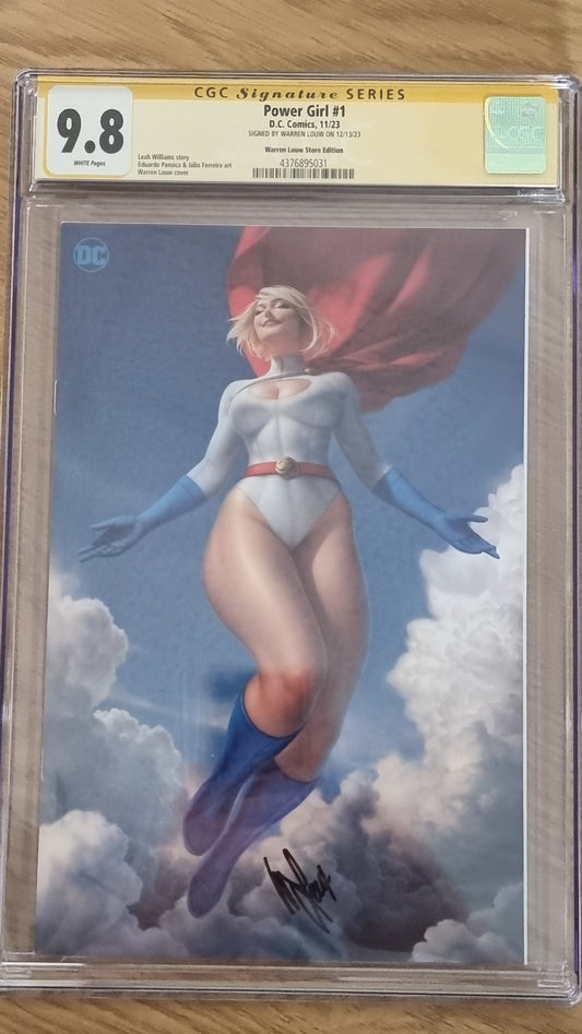 POWER GIRL #1 WARREN LOUW CLASSIC COSTUME EXCLUSIVE VIRGIN VARIANT LIMITED TO 1000 COPIES CGC SS 9.8