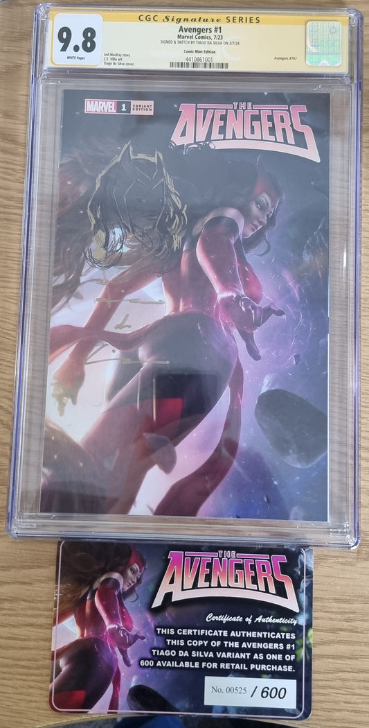 AVENGERS #1 TIAGO DA SILVA SDCC VARAINT LIMITED TO 600 WITH NUMBERED COA CGC REMARK 9.8