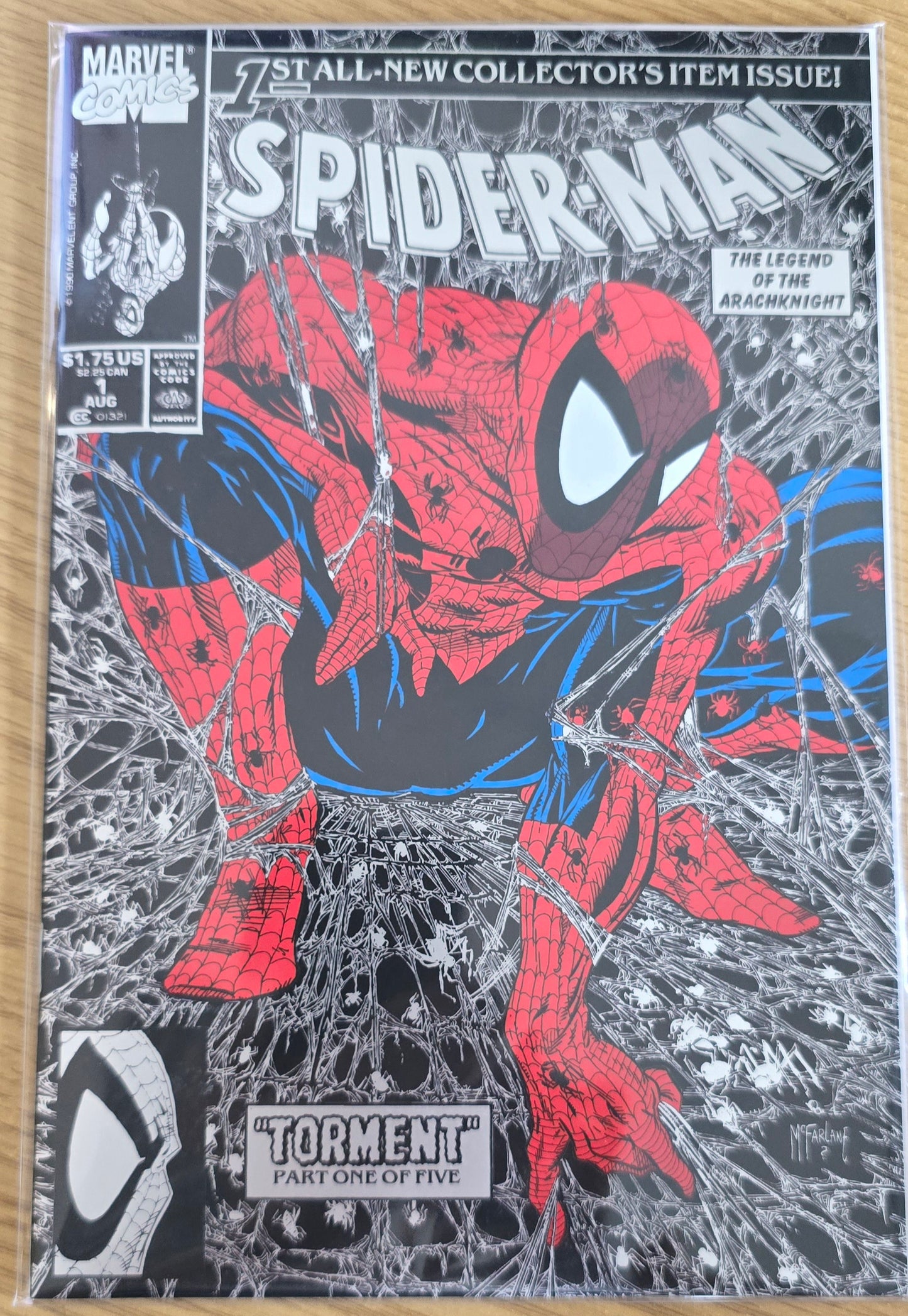 SPIDER-MAN #1 TODD MCFARLANE SPOT FOIL WEBBING SILVER FAN EXPO DALLAS VARIANT LIMITED TO 1000 COPIES