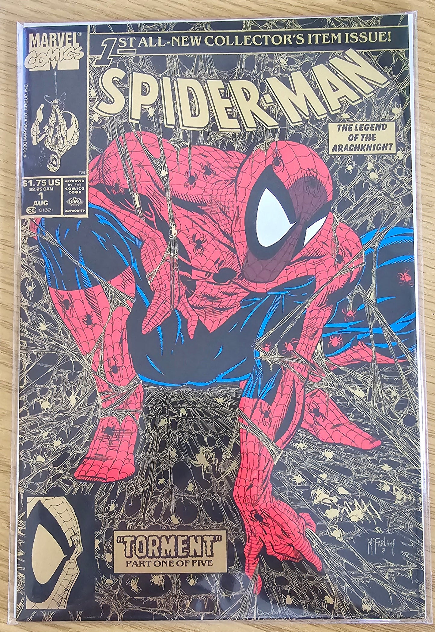 SPIDER-MAN #1 TODD MCFARLANE SPOT FOIL WEBBING GOLD FAN EXPO DALLAS VARIANT LIMITED TO 1000 COPIES