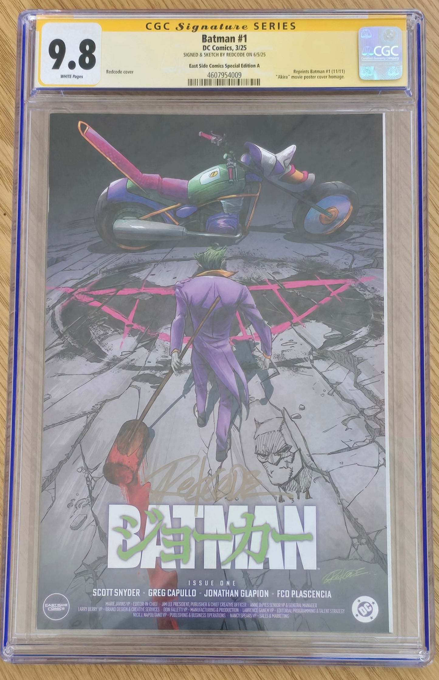 BATMAN (NEW 52) #1 REDCODE 'JOKER AKIRA HOMAGE' LIMITED TO 2000 COPIES CGC REMARK 9.8
