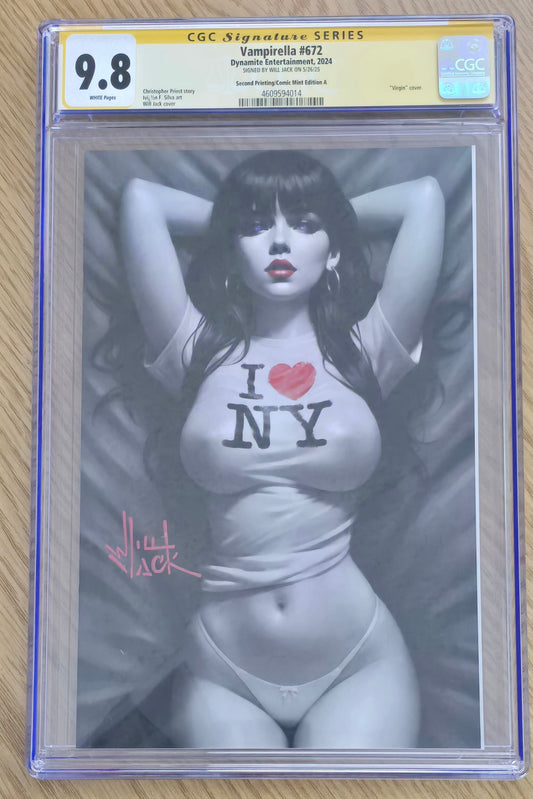 VAMPIRELLA #672 WILL JACK 'I LOVE NY' COLOUR SPLASH VARIANT LIMITED TO 1500 COPIES CGC SS 9.8