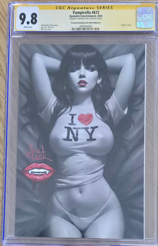 VAMPIRELLA #672 WILL JACK 'I LOVE NY' COLOUR SPLASH VARIANT LIMITED TO 1500 COPIES CGC REMARK 9.8