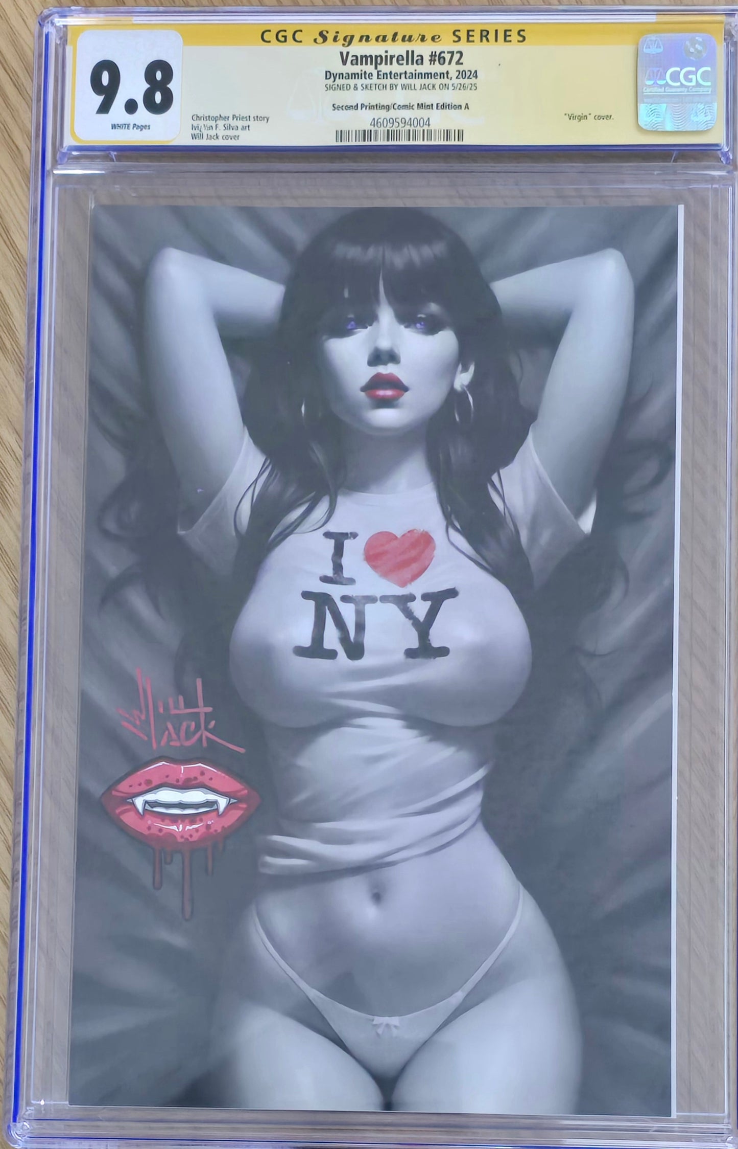 VAMPIRELLA #672 WILL JACK 'I LOVE NY' COLOUR SPLASH VARIANT LIMITED TO 1500 COPIES CGC REMARK 9.8