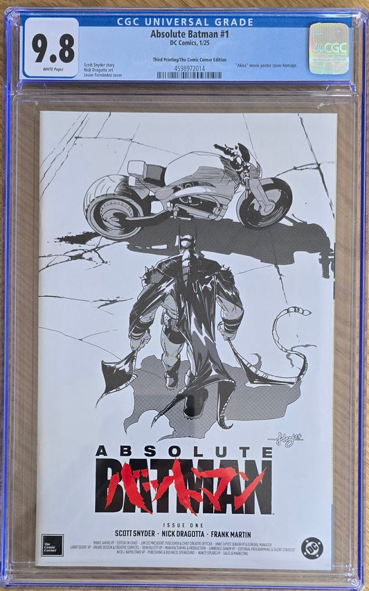 ABSOLUTE BATMAN #1 JAVI FERNANDEZ AKIRA HOMAGE SKETCH VARIANT LIMITED TO 2000 COPIES CGC 9.8