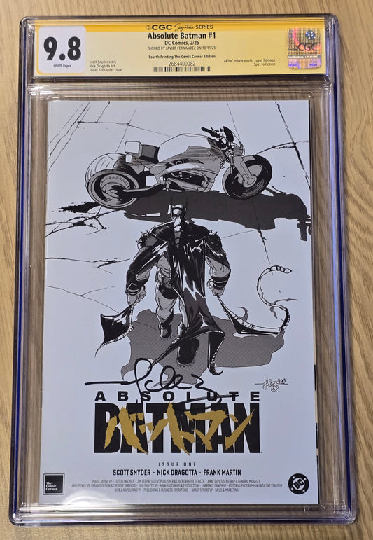 ABSOLUTE BATMAN #1 JAVI FERNANDEZ AKIRA HOMAGE GOLD FOIL SKETCH VARIANT LIMITED TO 2500 COPIES CGC SS 9.8 SIGNED BY JAVI FERNANDEZ
