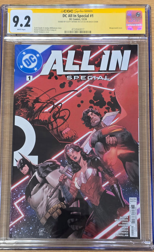DC ALL IN SPECIAL #1  CVR A DANIEL SAMPERE WRAPAROUND 1ST PRINT CGC SS 9.2 SIGNED BY SCOTT SNYDER