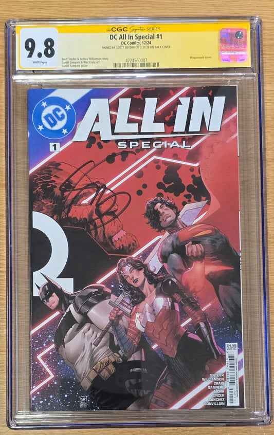 DC ALL IN SPECIAL #1  CVR A DANIEL SAMPERE WRAPAROUND 1ST PRINT CGC SS 9.8 SIGNED BY SCOTT SNYDER