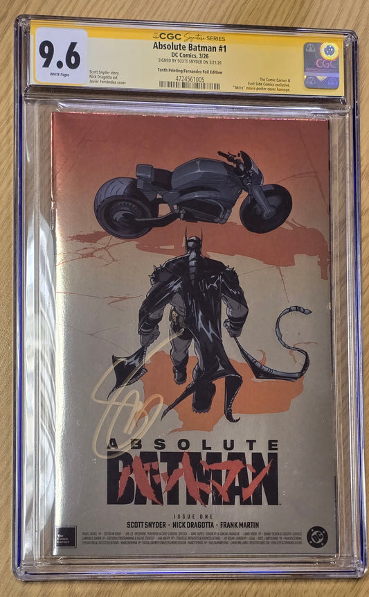 ABSOLUTE BATMAN #1 10TH PTG JAVI FERNANDEZ AKIRA HOMAGE FOIL VARIANT LIMITED TO 2500 COPIES CGC SS 9.6 - SIGNED BY SCOTT SNYDER