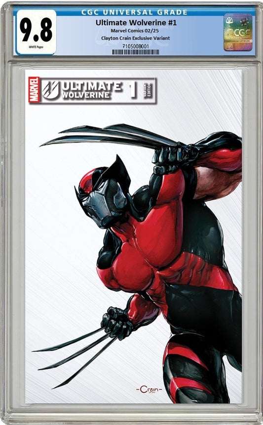 ULTIMATE WOLVERINE #1 CLAYTON CRAIN VARIANT LIMITED TO 999 COPIES WITH NUMBERED COA CGC 9.8 PREORDER