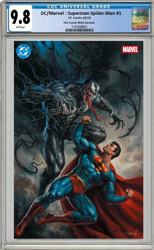 DC MARVEL SUPERMAN SPIDER-MAN #1 LUCIO PARILLO SDCC VIRGIN VARIANT LIMITED TO 750 COPIES CGC 9.8 PREORDER