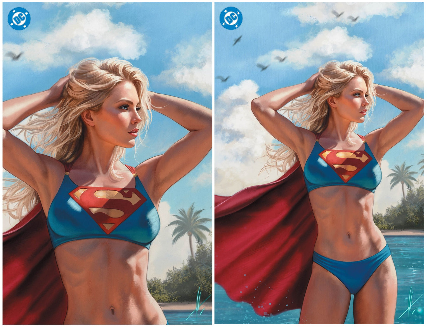 SUPERGIRL (2005) #1 CARLA COHEN ZOOMED IN/FULL BODY  VIRGIN VARIANT SET LIMITED TO 800 SETS