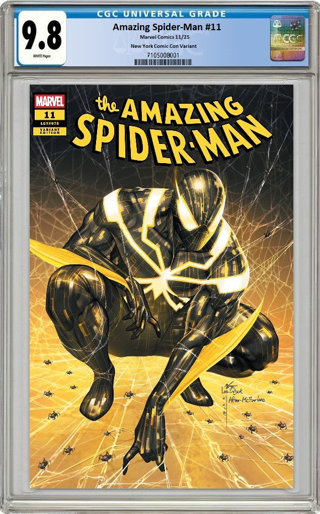 AMAZING SPIDER-MAN #11 INHYUK LEE NYCC 2025 TECHNARCHNID SUIT VARIANT LIMITED TO 800 COPIES CGC 9.8 PREORDER