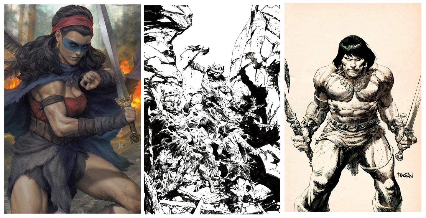 CONAN BARBARIAN #1 ARTGERM VIRGIN VARIANT LIMITED TO 800 COPIES + 1:10 & 1:25 DAN PANOSIAN VIRGIN B&W VARIANT