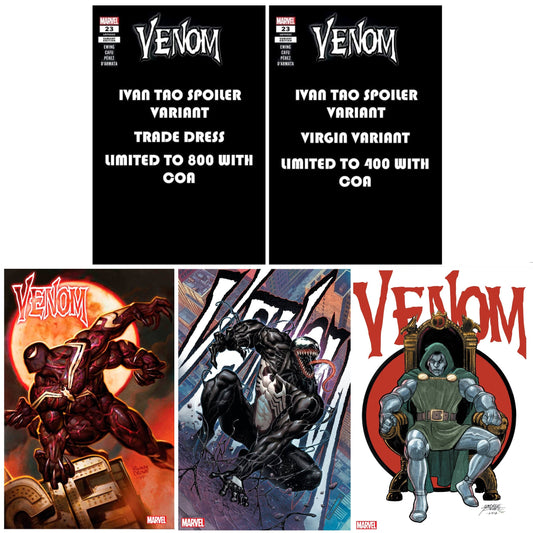 VENOM #23 IVAN TAO SPOILER TRADE/VIRGIN VARIANT SET LIMITED TO 400 SETS WITH NUMBERED COA + 1:25, 1:50 & 1:100 VARIANT