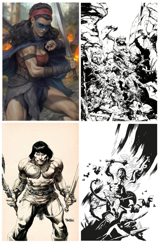 CONAN BARBARIAN #1 ARTGERM VIRGIN VARIANT LIMITED TO 800 COPIES + 1:10, 1:25 & 1:50 MIKE MIGNOLA VIRGIN B&W VARIANT