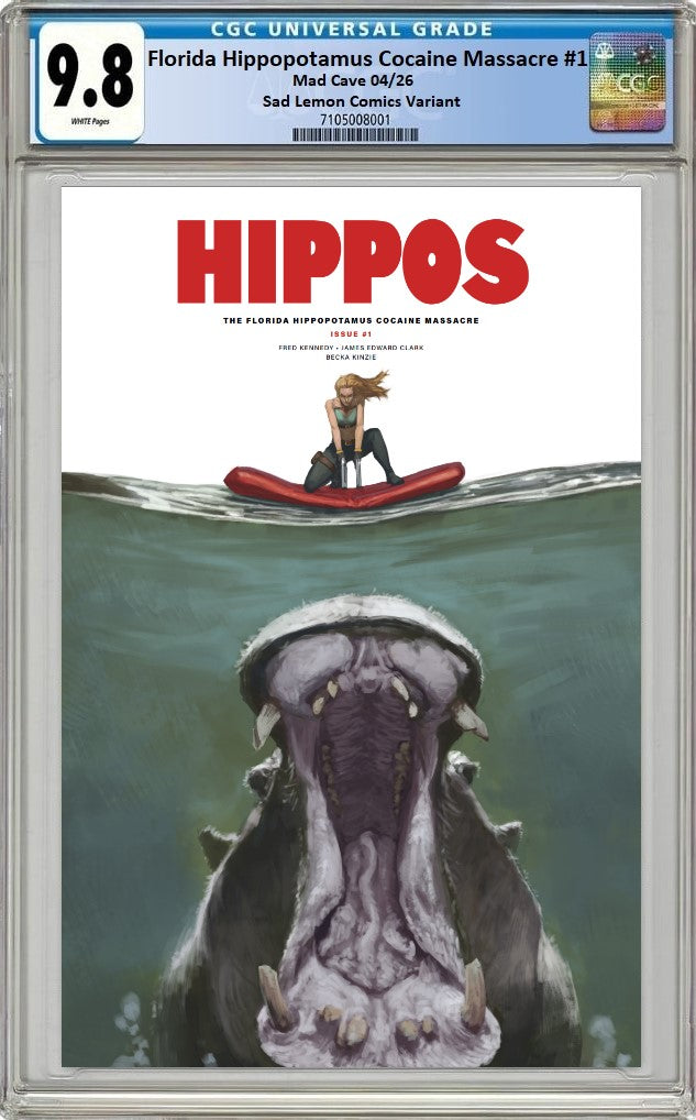 FLORIDA HIPPOPOTAMUS COCAINE MASSACRE #1 SKAN SRISUWAN JAWS HOMAGE CARDSTOCK VARIANT LIMITED TO 400 COPIES CGC 9.8 PREORDER