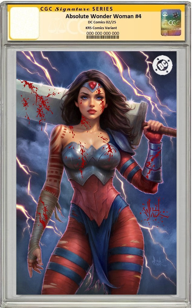 ABSOLUTE WONDER WOMAN #4 WILL JACK EXCLUSIVE VIRGIN VARIANT LIMITED TO 500 COPIES WITH NUMBERED COA CGC BLOOD SPLATTER REMARK PREORDER