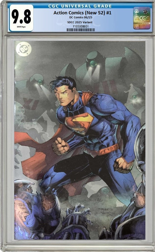 ACTION COMICS (NEW 52) #1 1:25 JIM LEE SDCC 2025 FOIL VIRGIN VARIANT LIMITED TO 500 COPIES CGC 9.8 PREORDER