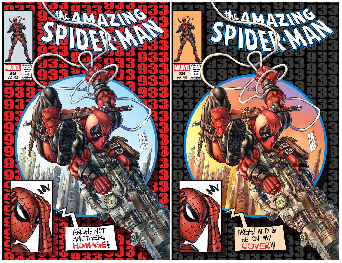 AMAZING SPIDER-MAN #39 ALAN QUAH RED/SILVER TRADE DRESS ANTI-HOMAGE VARIANT SET LIMITED TO 600 SETS WITH NUMBER COA