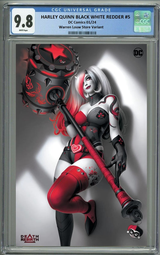 HARLEY QUINN BLACK WHITE REDDER #5 WARREN LOUW FOIL VARIANT LIMITED TO 500 COPIES WITH NUMBERED COA CGC 9.8 PREORDER